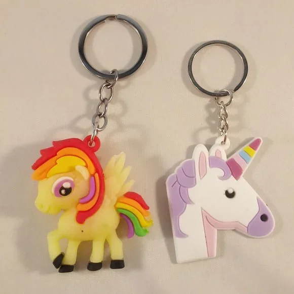Silver My Little Pony Thunder Spectrum Pegasus + Rainbow Unicorn Key Rings 2 pcs - Picture 2 of 4